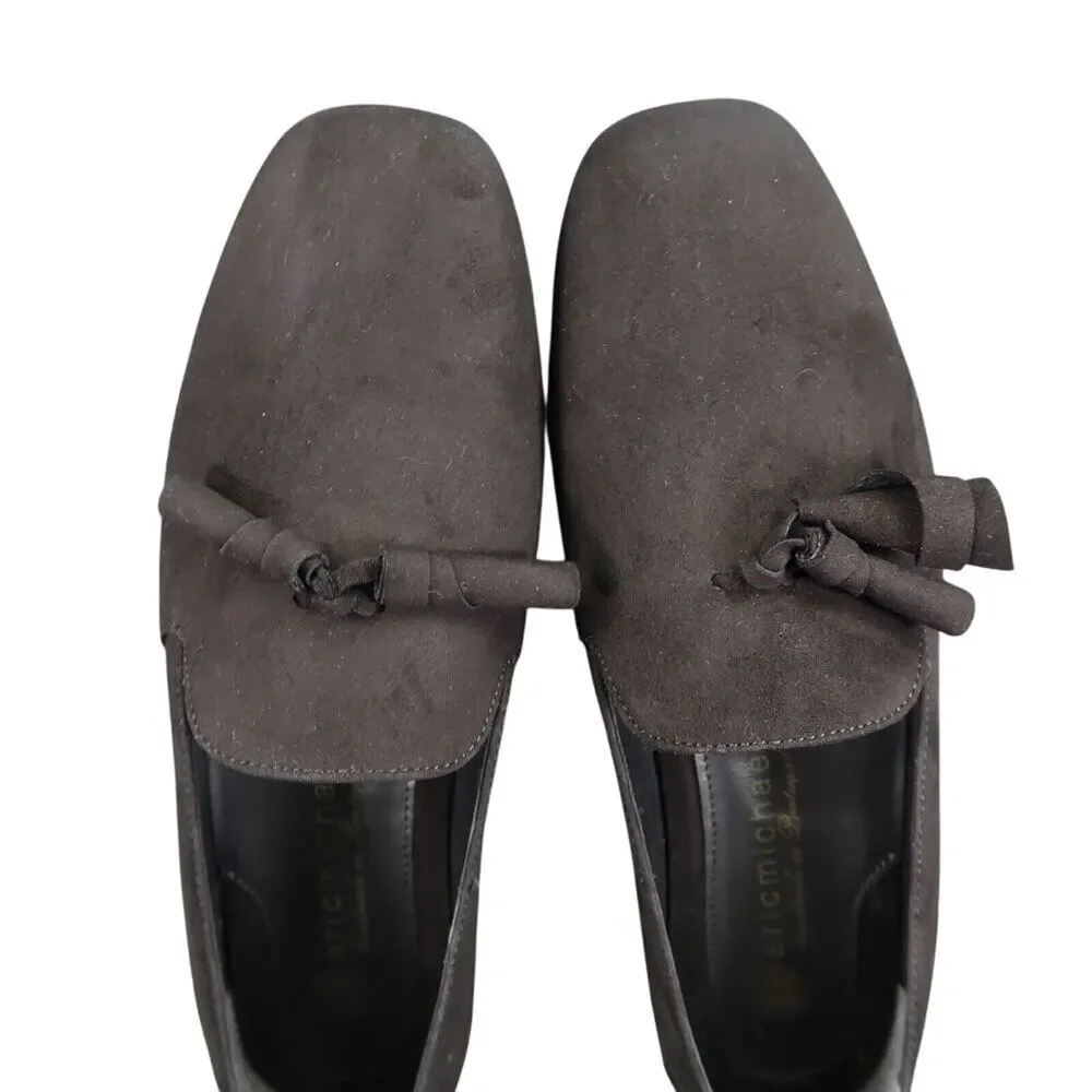 Eric Michael Shoes Womens 39 Loafer Tassel Fashion Career Classic Leather Black